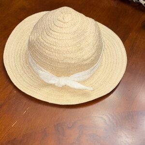 Kids Tan Straw Hat with White Band